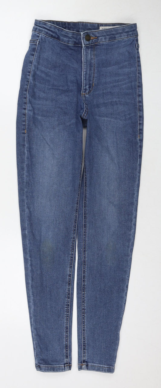 Marks and Spencer Womens Blue Cotton Skinny Jeans Size 6 L27 in Regular Zip