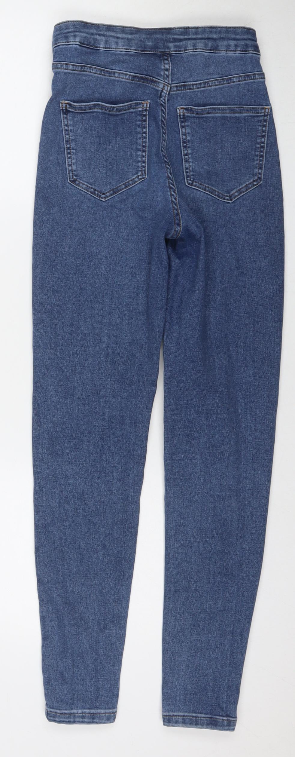 Marks and Spencer Womens Blue Cotton Skinny Jeans Size 6 L27 in Regular Zip