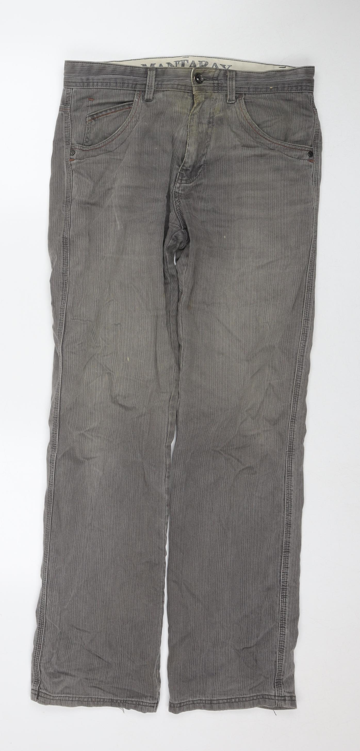 MANTARAY PRODUCTS Mens Grey Cotton Straight Jeans Size 30 in L32 in Regular Zip