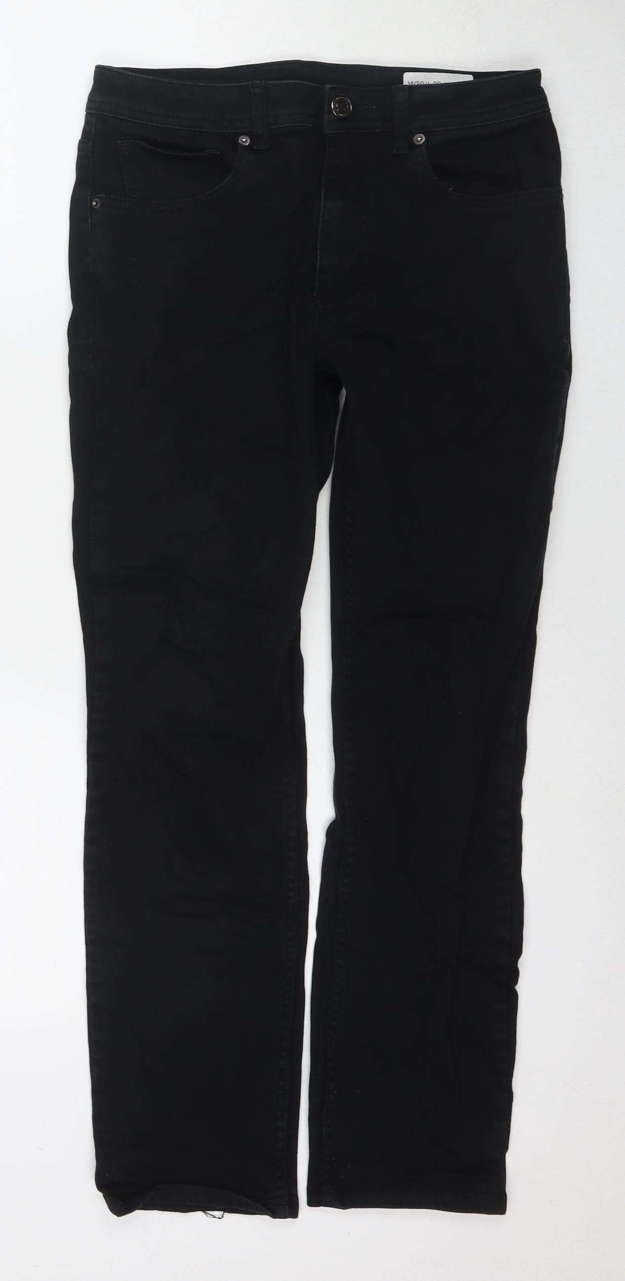 Denim & Co. Mens Black Cotton Straight Jeans Size 30 in L30 in Regular Zip