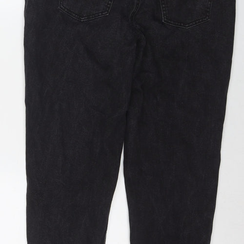 F&F Womens Black Cotton Mom Jeans Size 12 L26 in Regular Zip