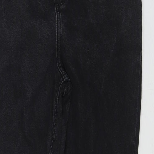 F&F Womens Black Cotton Mom Jeans Size 12 L26 in Regular Zip