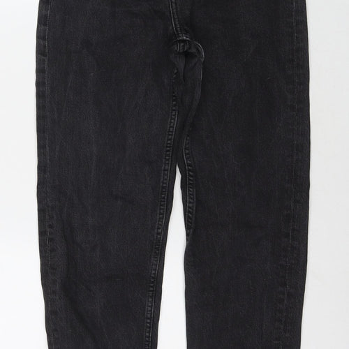 Zara Womens Black Cotton Mom Jeans Size 6 L27 in Regular Zip