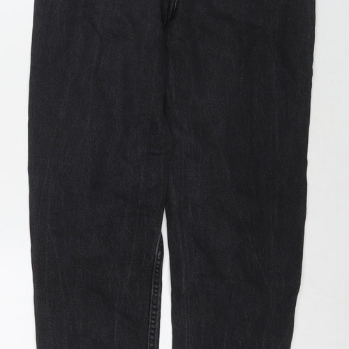 Zara Womens Black Cotton Mom Jeans Size 6 L27 in Regular Zip