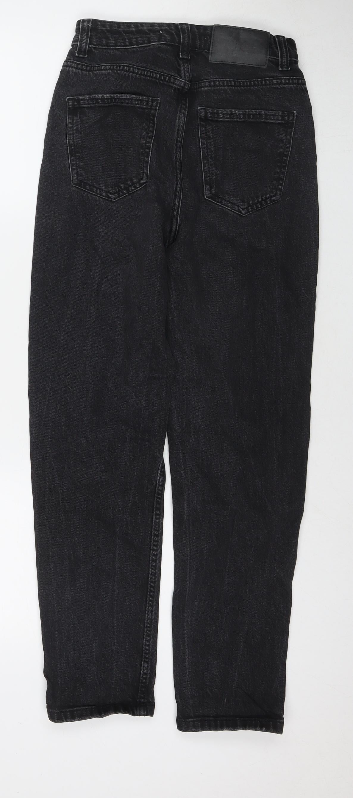 Zara Womens Black Cotton Mom Jeans Size 6 L27 in Regular Zip