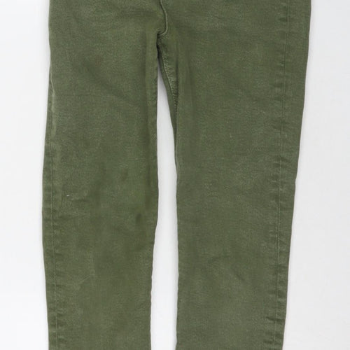 Zara Womens Green Cotton Straight Jeans Size 8 L26 in Regular Zip