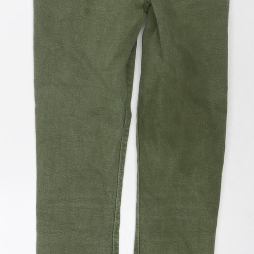 Zara Womens Green Cotton Straight Jeans Size 8 L26 in Regular Zip