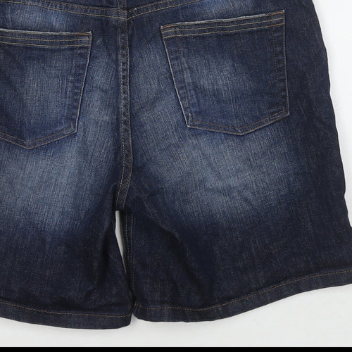 NEXT Womens Blue Cotton Boyfriend Shorts Size 8 L7 in Regular Zip