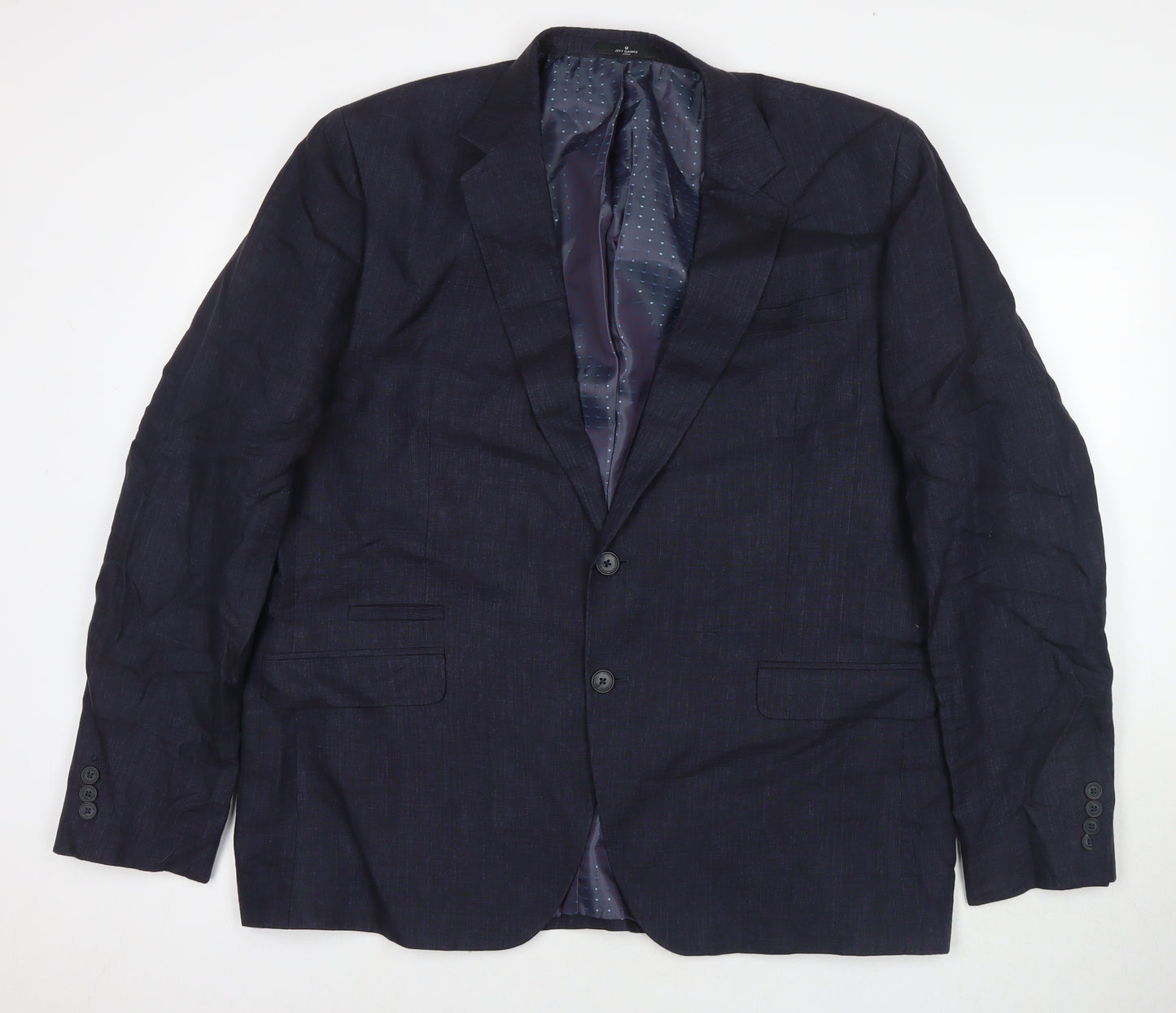 Jeff Banks Mens Blue Silk Jacket Suit Jacket Size 48 Regular