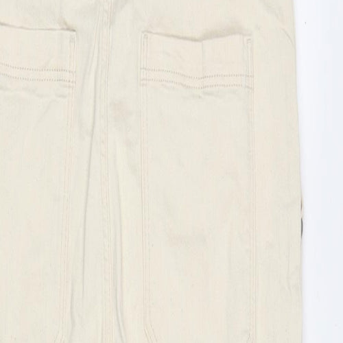 TU Womens Ivory Cotton Dungaree One-Piece Size 12 L29 in Button