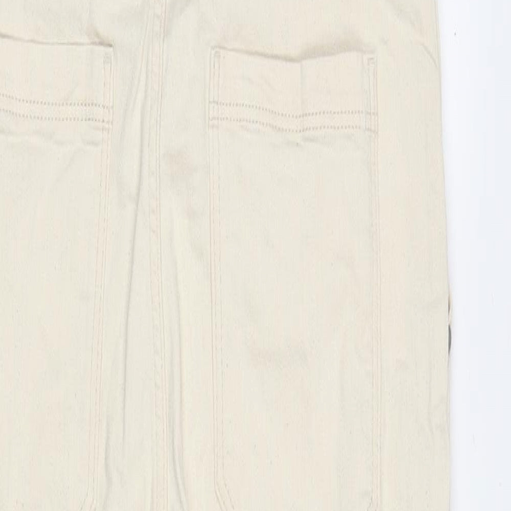 TU Womens Ivory Cotton Dungaree One-Piece Size 12 L29 in Button