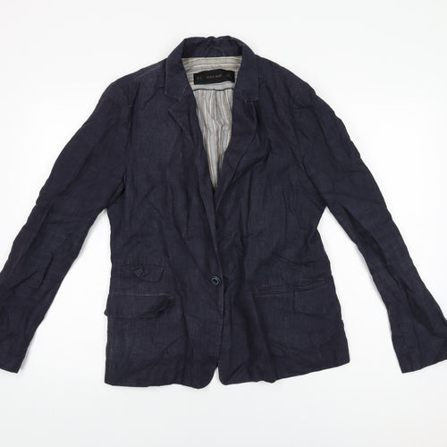 Zara Womens Blue Jacket Blazer Size L Button