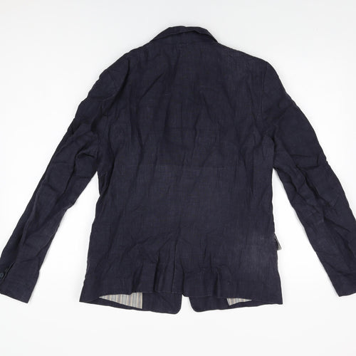 Zara Womens Blue Jacket Blazer Size L Button