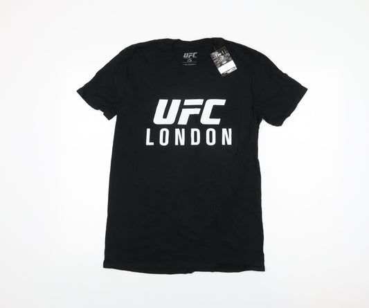 UFC Mens Black Cotton T-Shirt Size S Round Neck