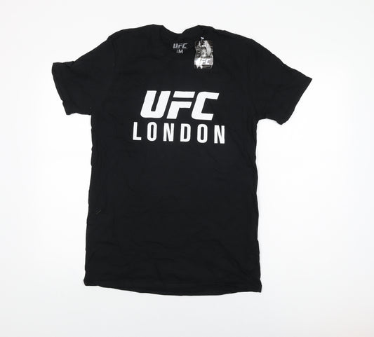 UFC Mens Black Cotton T-Shirt Size M Round Neck