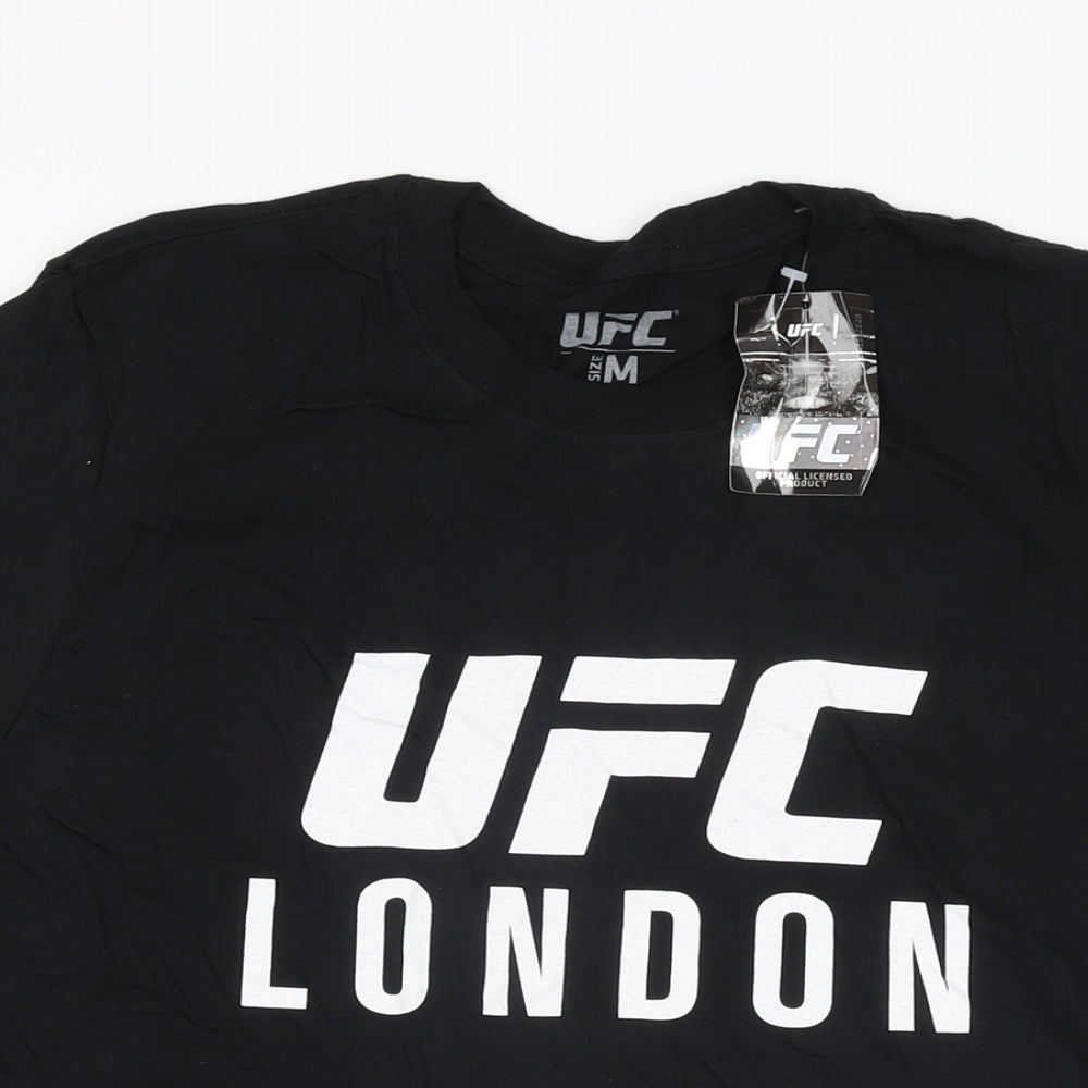 UFC Mens Black Cotton T-Shirt Size M Round Neck