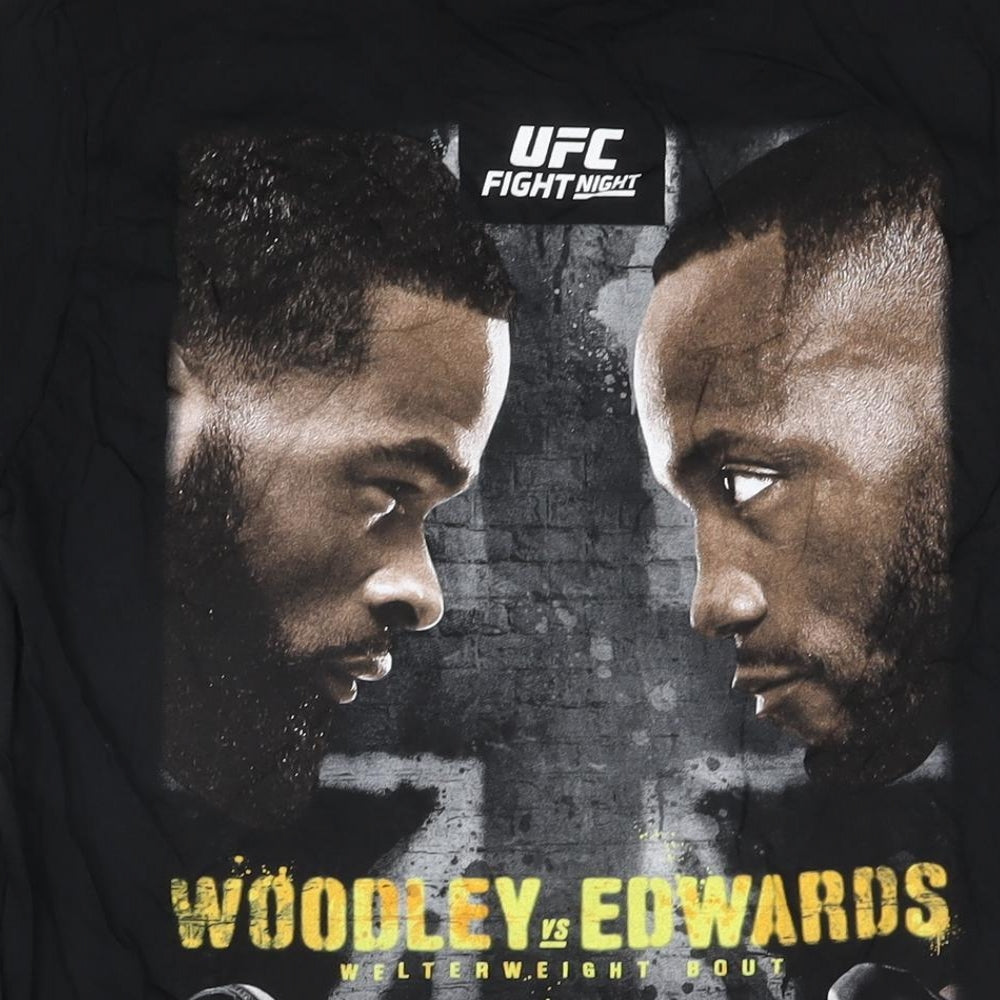 UFC Mens Black Cotton T-Shirt Size M Round Neck