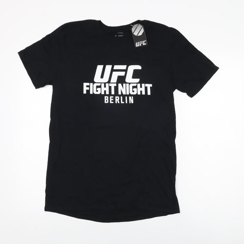 UFC Mens Black Cotton T-Shirt Size M Round Neck