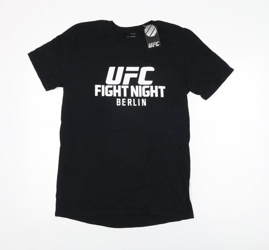 UFC Mens Black Cotton T-Shirt Size M Round Neck