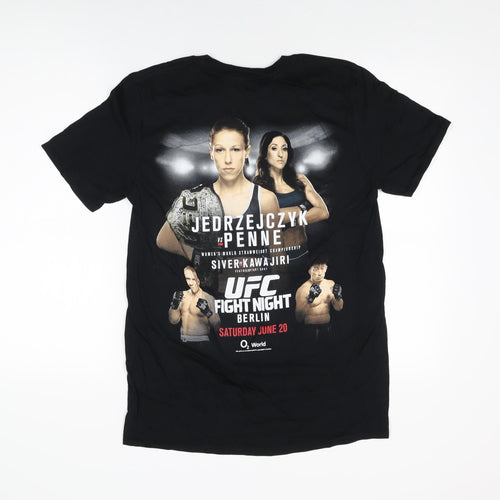 UFC Mens Black Cotton T-Shirt Size M Round Neck