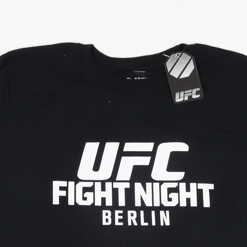 UFC Mens Black Cotton T-Shirt Size M Round Neck