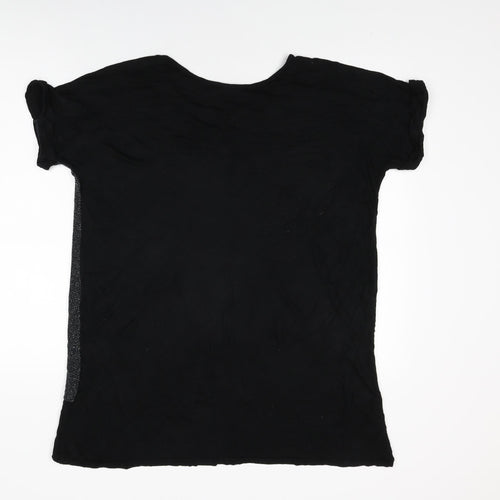 Love Yours Womens Black Nylon Basic T-Shirt Size 18 Round Neck