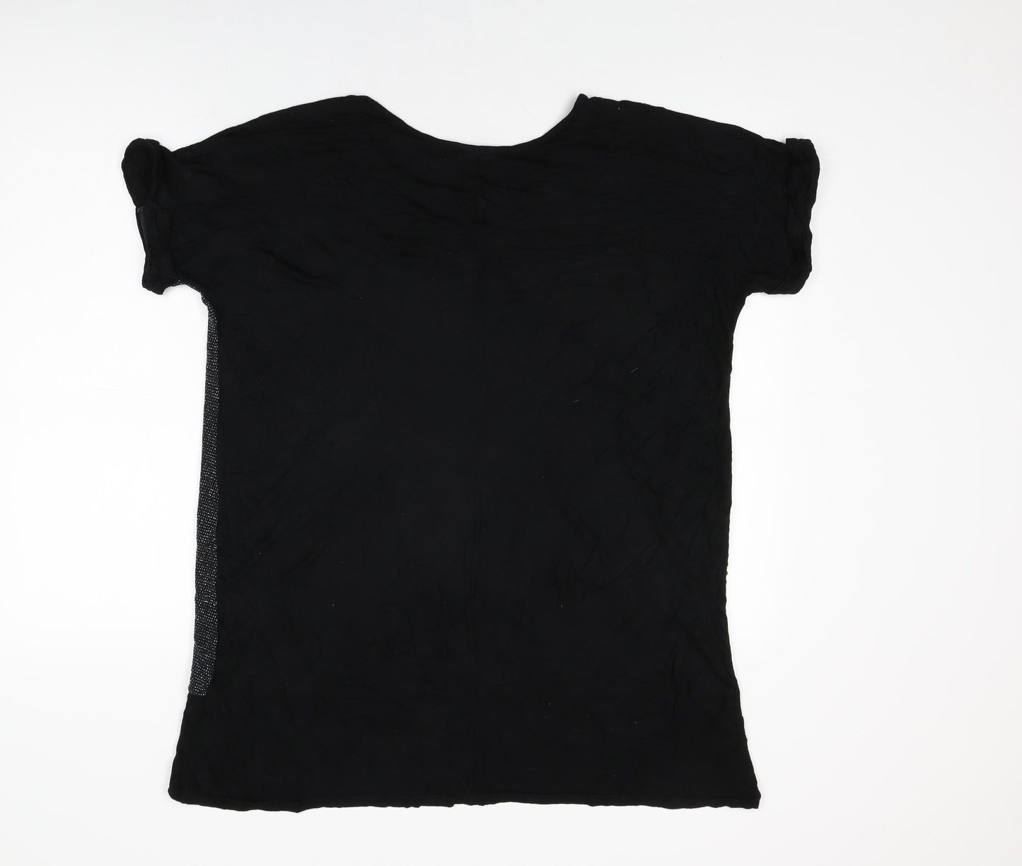 Love Yours Womens Black Nylon Basic T-Shirt Size 18 Round Neck