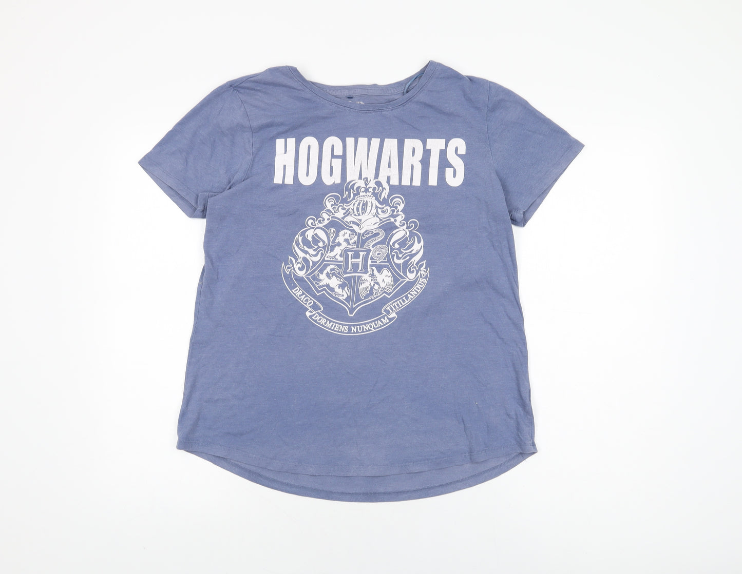 Harry Potter Womens Blue Cotton Basic T-Shirt Size 14 Round Neck - Hogwarts