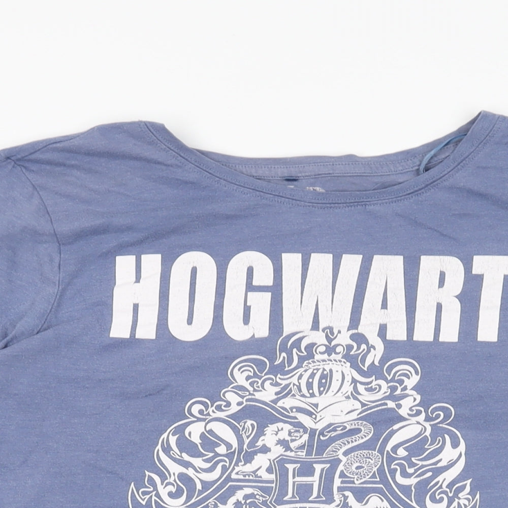 Harry Potter Womens Blue Cotton Basic T-Shirt Size 14 Round Neck - Hogwarts