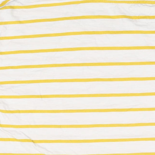 Fat Face Womens White Striped Cotton Basic T-Shirt Size 16 Round Neck