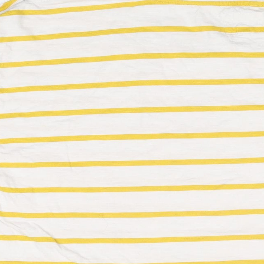 Fat Face Womens White Striped Cotton Basic T-Shirt Size 16 Round Neck