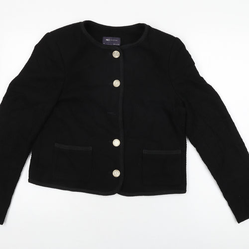 Marks and Spencer Womens Black Jacket Size 10 Button