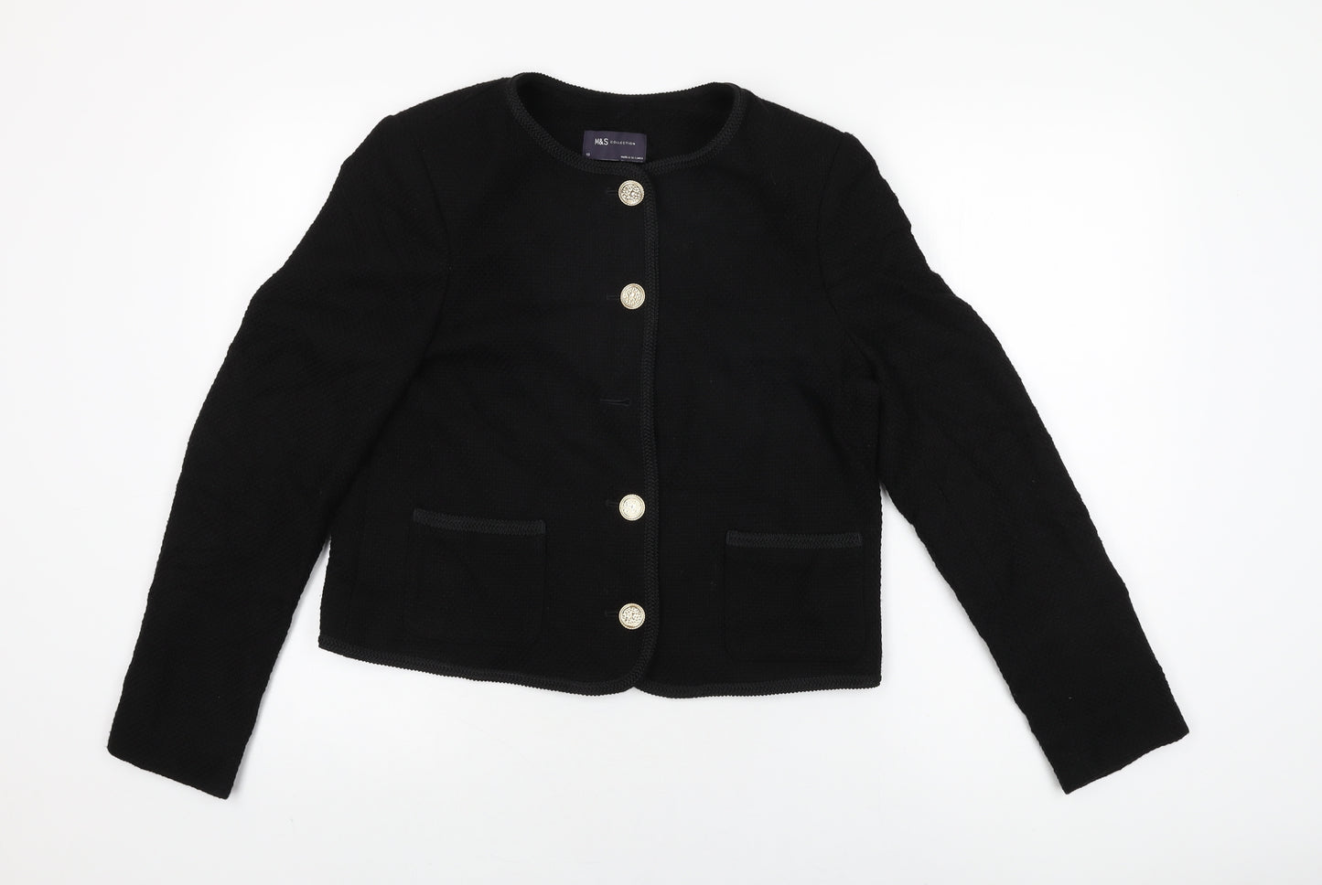 Marks and Spencer Womens Black Jacket Size 10 Button