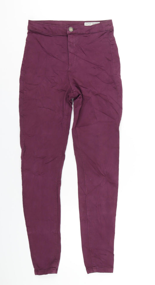 Marks and Spencer Womens Purple Cotton Skinny Jeans Size 10 L29 in Regular Zip