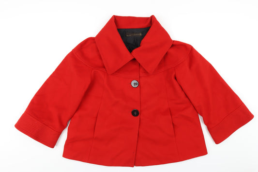 Zara Womens Red Overcoat Coat Size L Button