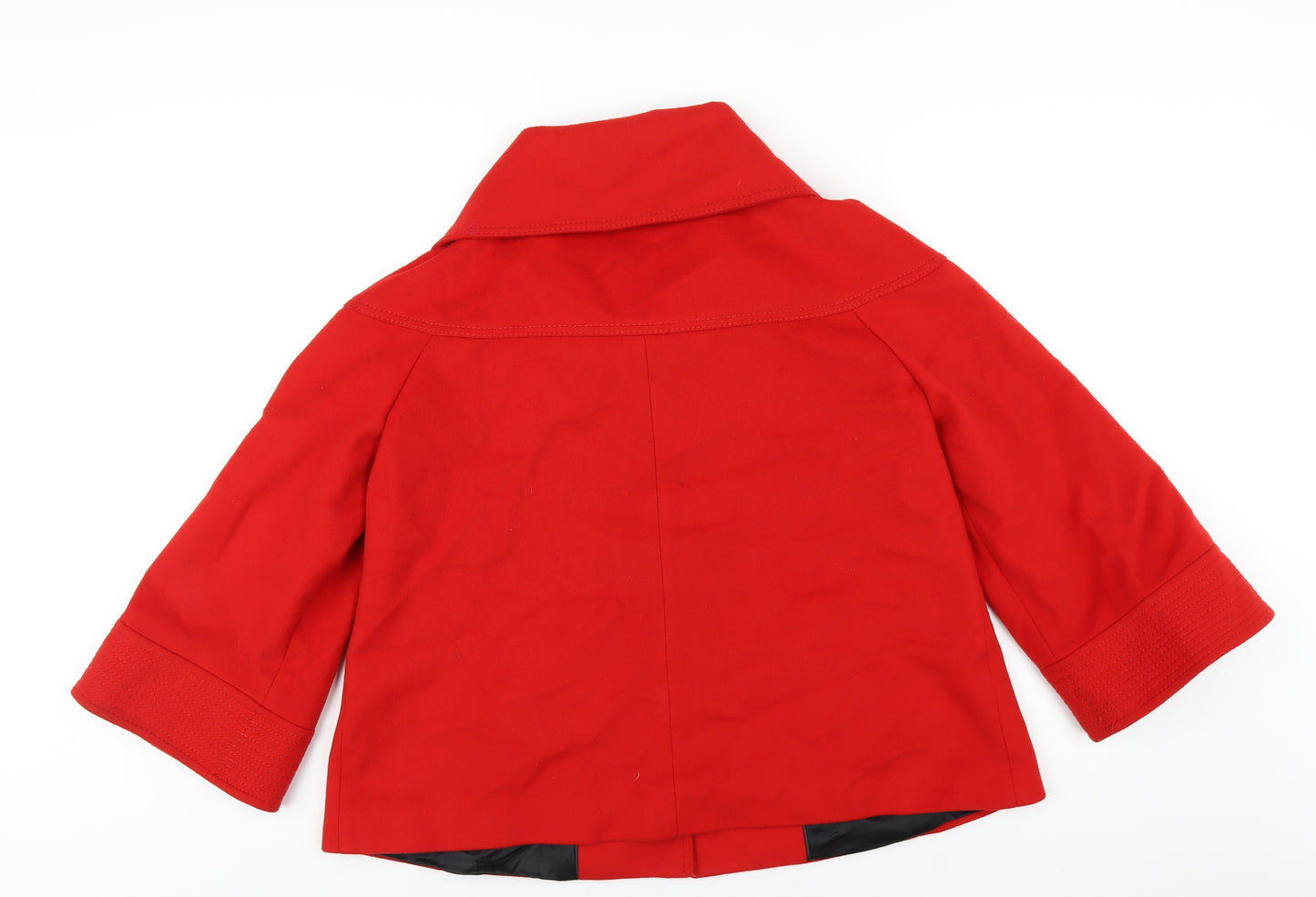 Zara Womens Red Overcoat Coat Size L Button