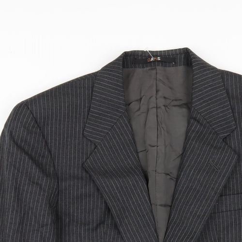 DAKS Mens Grey Striped Wool Jacket Blazer Size 38 Regular