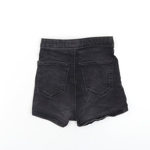 Topshop Womens Black Cotton Hot Pants Shorts Size 8 L3 in Regular Zip