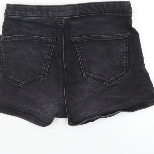 Topshop Womens Black Cotton Hot Pants Shorts Size 8 L3 in Regular Zip