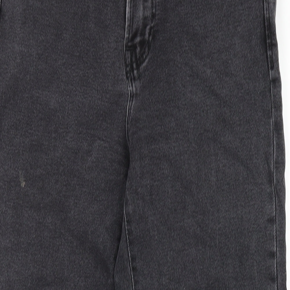 Stradivarius Womens Black Cotton Mom Jeans Size 10 L28 in Slim Zip