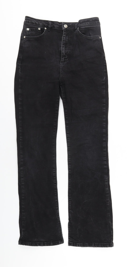 ASOS Womens Black Cotton Straight Jeans Size 10 L32 in Regular Zip