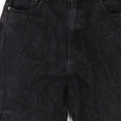 Pull&Bear Womens Black Cotton Mom Jeans Size 14 L29 in Regular Zip