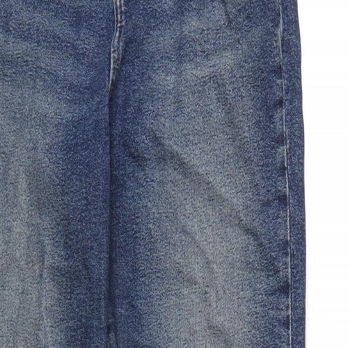 Marks and Spencer Womens Blue Cotton Mom Jeans Size 10 L28 in Regular Zip