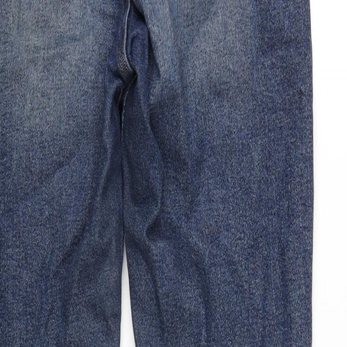 Marks and Spencer Womens Blue Cotton Mom Jeans Size 10 L28 in Regular Zip