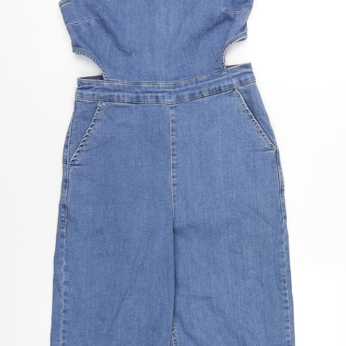 New Look Womens Blue Cotton Jumpsuit One-Piece Size 12 L18 in Zip