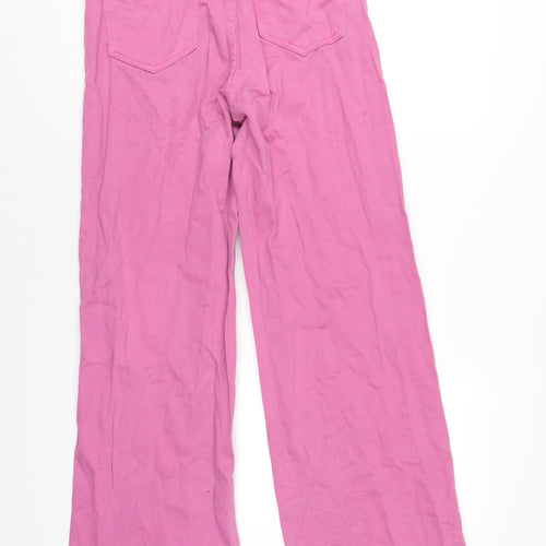 Don't Think Twice Womens Pink Cotton Wide-Leg Jeans Size 12 L34 in Regular Zip