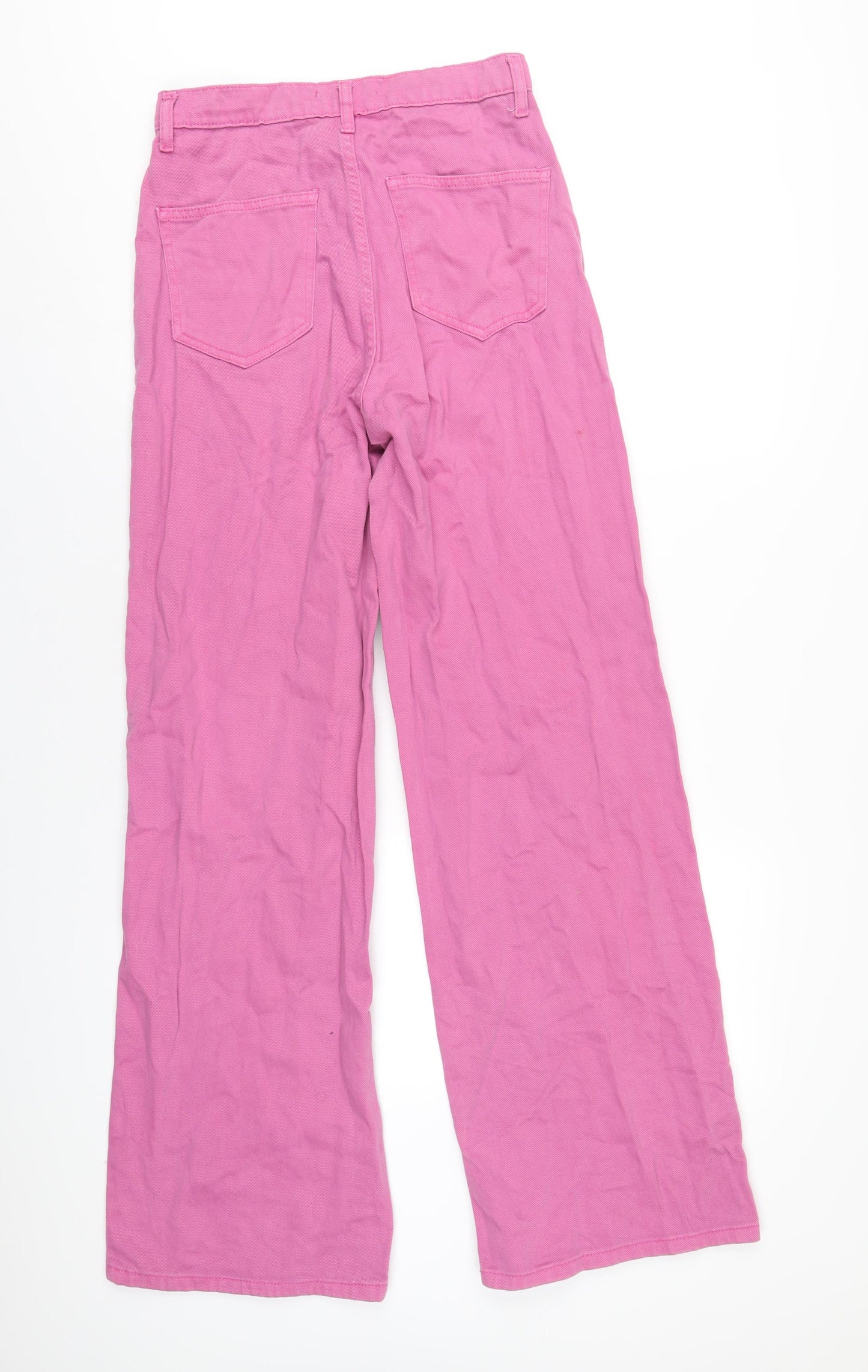 Don't Think Twice Womens Pink Cotton Wide-Leg Jeans Size 12 L34 in Regular Zip