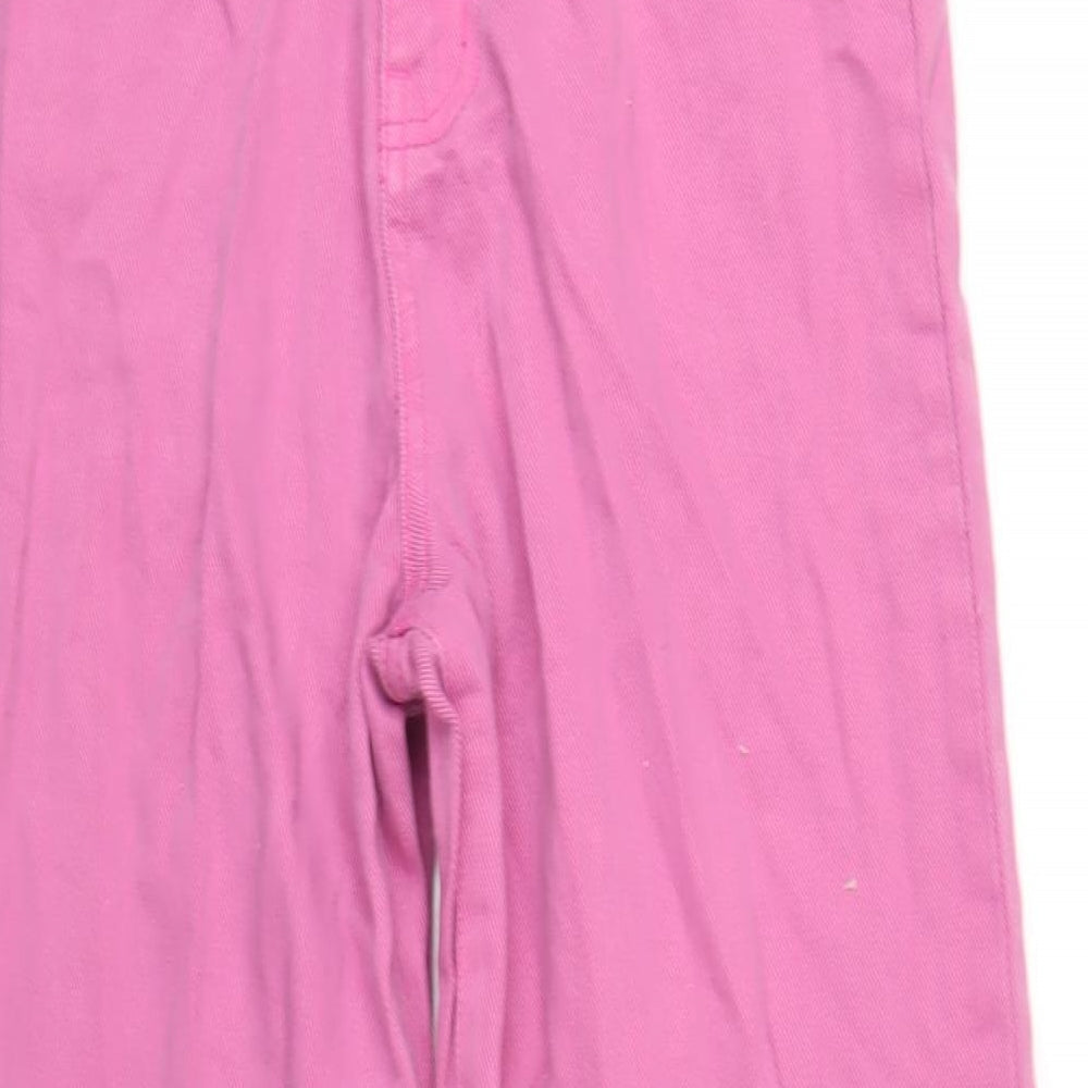 Don't Think Twice Womens Pink Cotton Wide-Leg Jeans Size 12 L34 in Regular Zip