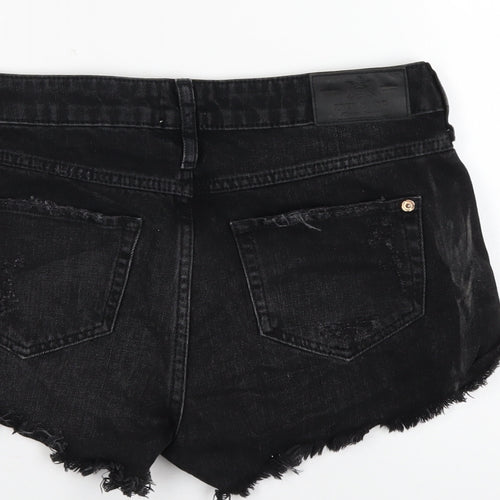 River Island Womens Black Cotton Cut-Off Shorts Size 8 Regular Zip