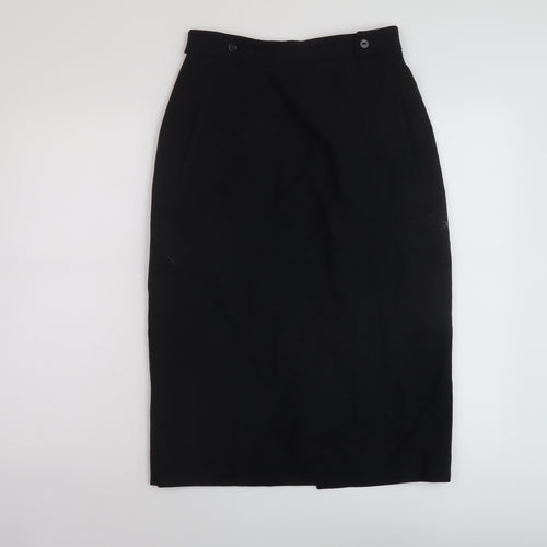 Marks and Spencer Womens Black Wool A-Line Skirt Size 12 Zip